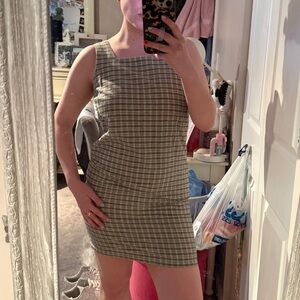 Plaid Sleeveless Square-Neck Mini Dress